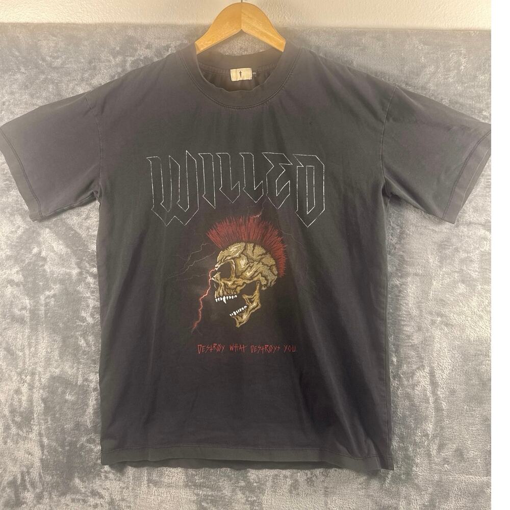 Ironwilled Mohawk Skull Graphic T shirt Men’s Small Black PUNK GOTH EMO BIKER